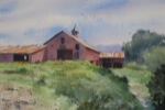 landscape, new england, new hampshire, woodstock, barn, rural, white mountains, original watercolor painting, oberst